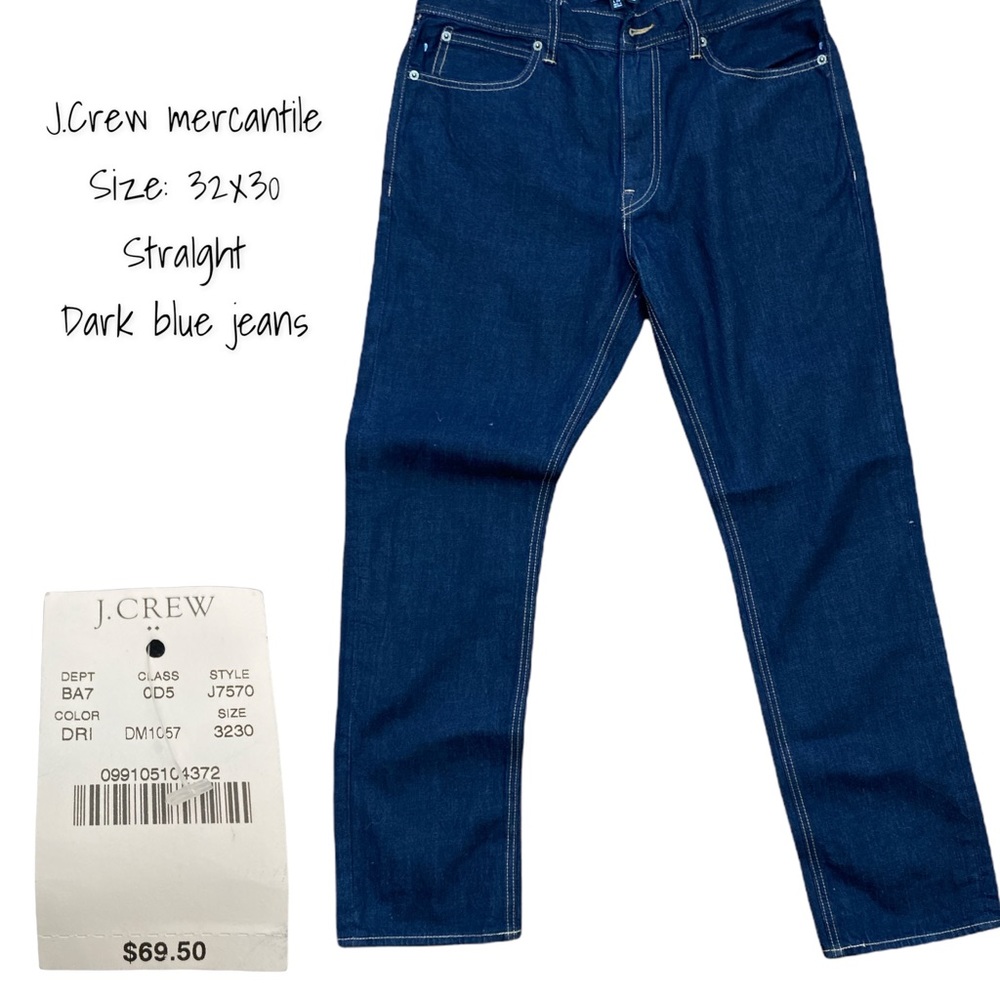 J.Crew mercantile
Size: 32×30
straight
Dark blue jeans